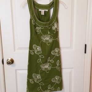 Green floral print dress